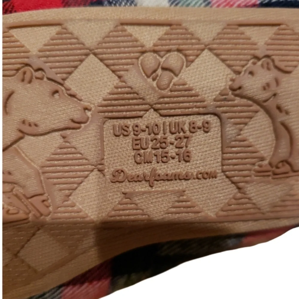 Dearfoams Lil Bear kid's plaid memory foam slippers - Picture 5 of 5